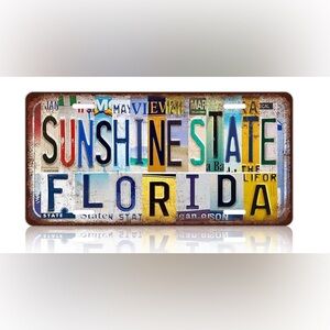 Vintage Sunshine State Florida License Plate Sign